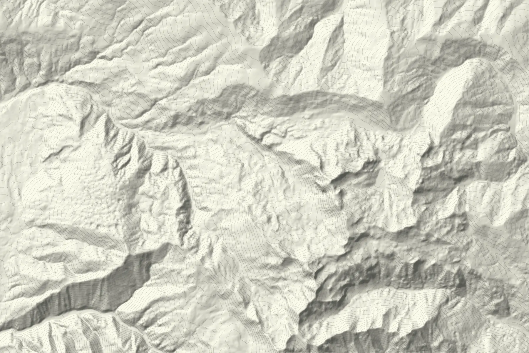 Korab: shaded terrain relief with contour lines